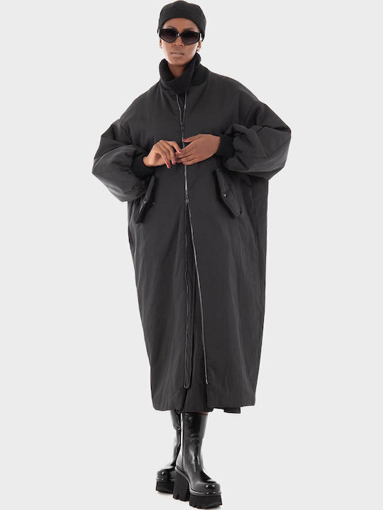 Lang Damen Bomberjacke Black