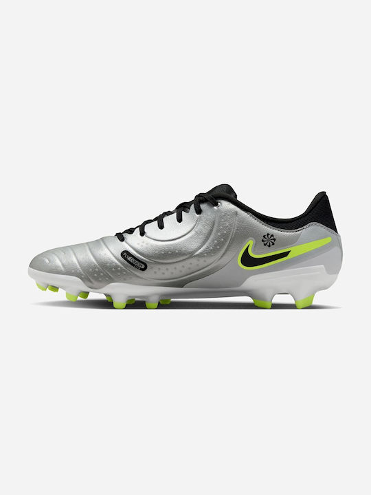 Nike Tiempo Legend 10 Academy FG/MG Low Football Shoes with Cleats Silver