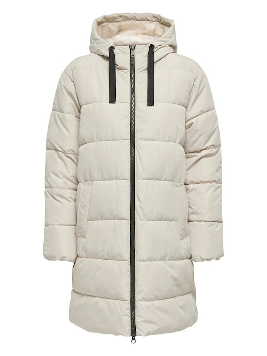 Women's Long Puffer Jacket for Winter with Hood Pumice Stone