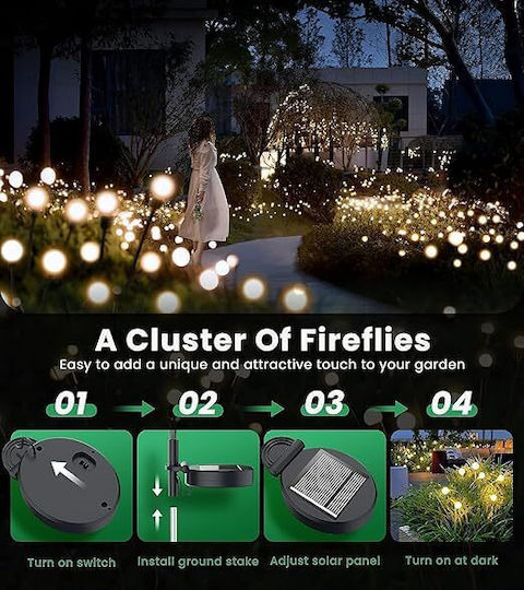 Solar-Gartenlampe 8 LED Glühwürmchen-Effekt IP44 3000K Warmweißes Licht