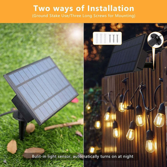 Ghirlande Luminoase Solare 25m/30m 25/30 Becuri Alb Cald Telecomandă