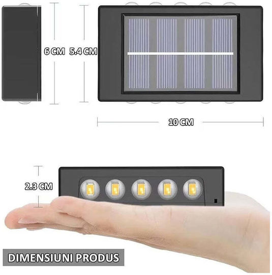 Set de Lămpi Solare de Perete cu 5 LED-uri Iluminare Sus-Jos