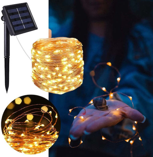 Instalație solară lumină caldă rece albă multicoloră 300 LED-uri 8 efecte 30m