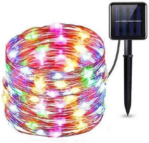 Instalație solară lumină caldă rece albă multicoloră 300 LED-uri 8 efecte 30m