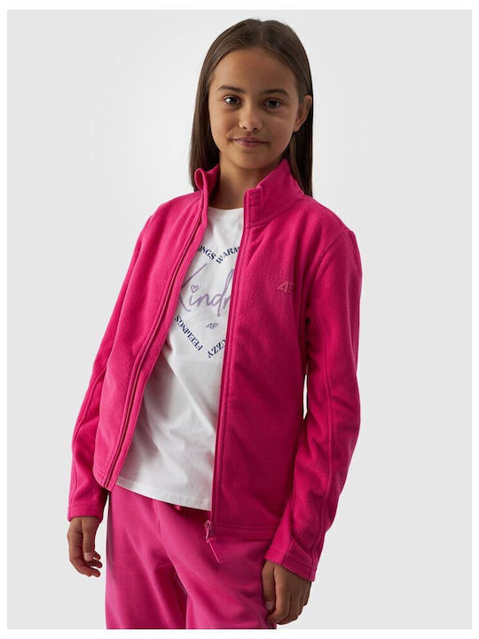 Kinderstrickjacke Fleece Fuchsie