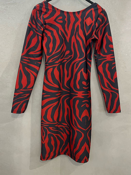 Midi Rochie Roșu, Cenușiu