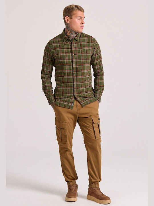 Funky Buddha Flannel Shirt Khaki