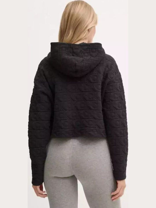 Cropped Hanorac pentru femei Cu glugă Negru