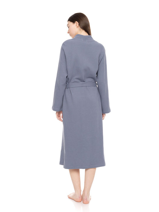 Pink Label Winter Women's Cotton Robe Blue