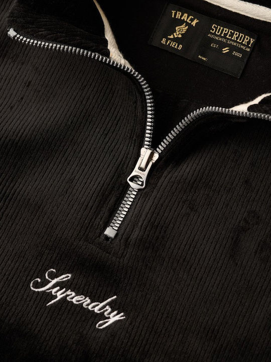 Long Women's Sweatshirt Velvet Hooded Black