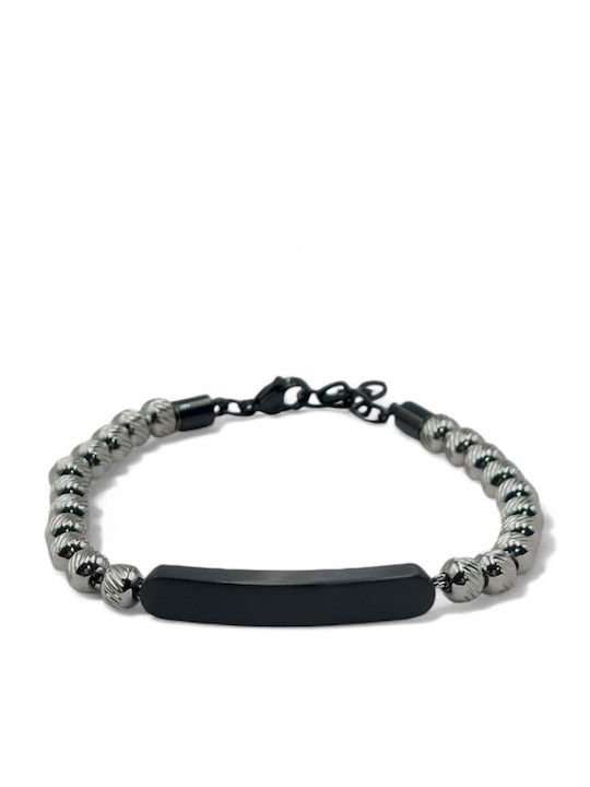 Herren Armband Id aus Stahl mit Perlen