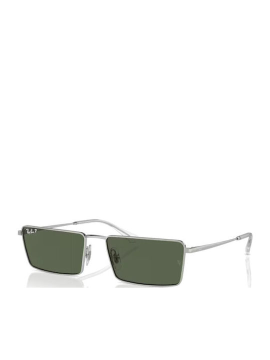 Ray Ban Unisex Ochelari de soare cu Argintiu Cadru și Verde Polarized Oglindă Lentilă RB3741 003/9A