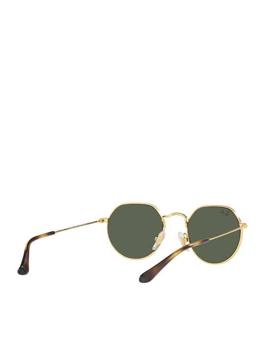 Ray Ban Jack Унисекс Слънчеви Очила с Златен Метален Рамка и Зелени Стъкла
