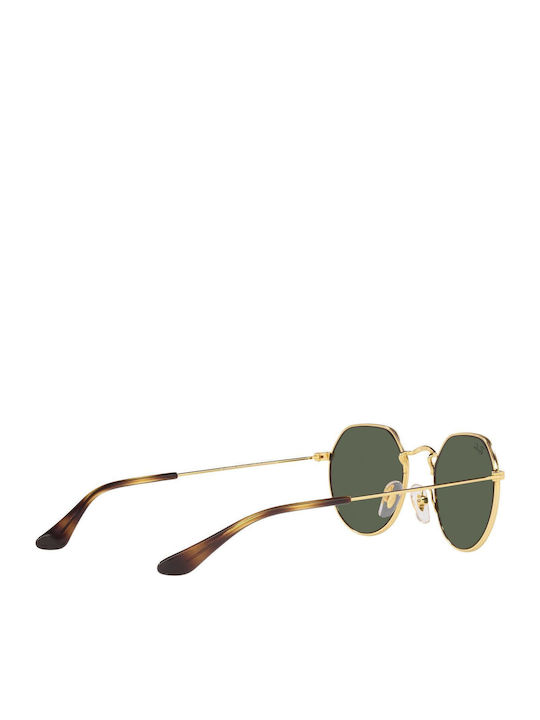 Ray Ban Jack Унисекс Слънчеви Очила с Златен Метален Рамка и Зелени Стъкла