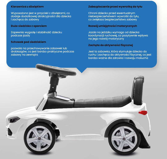 Sun Baby Mercedes C-Class Mașină Ride On Pentru 12+ Luni Albă