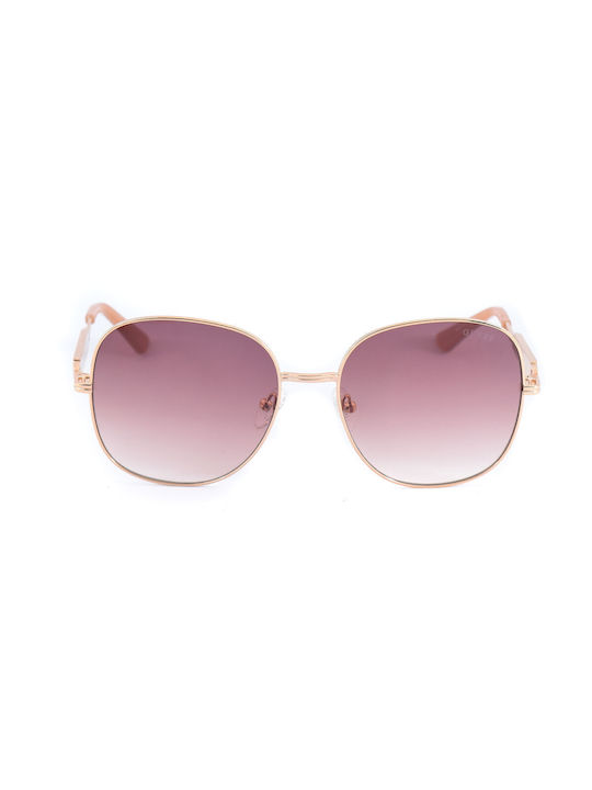 Guess Women's Sunglasses with Rose Gold Metal Frame and Pink Gradient Lens GF6190 28F