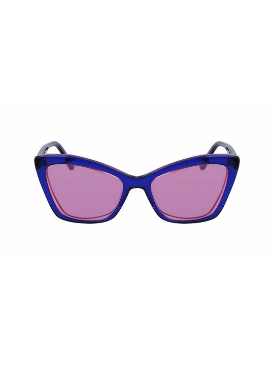 Karl Lagerfeld De damă Ochelari de soare cu Albastru Din plastic Cadru și Violet Lentilă KL6105S-424