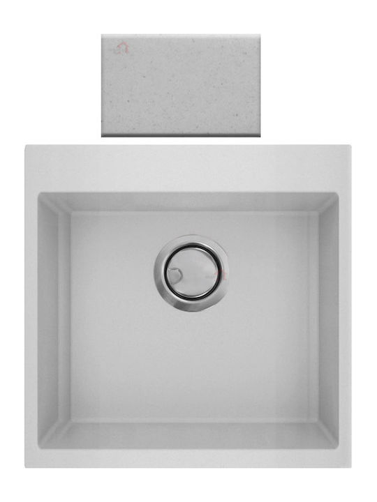 Sanitec Ultra Granite Drop-In Sink Synthetic Granite W50xD50cm Bianco