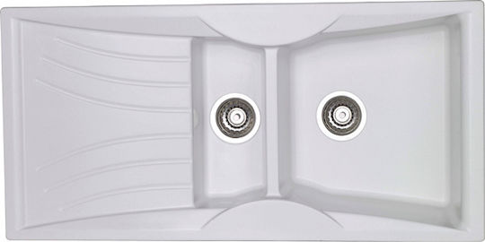 Sanitec Classic Drop-In Sink Left Synthetic Granite W104xD51cm White
