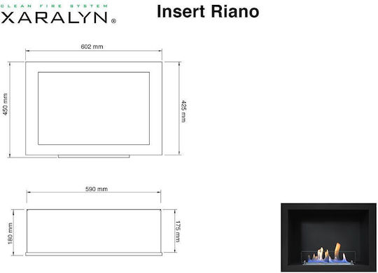 Panthermica Internal / Outdoor Wall Mounted Bioethanol Fireplace Black 45x18x45cm