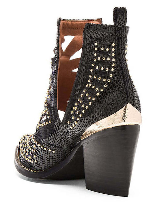 Maceo Black 00138 Leather Women's Ankle Boots with Medium Heel Black