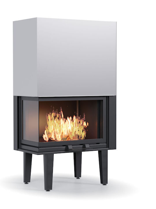 Thermiki ATS Corner Hydro 80 Ενεργειακό Τζάκι Ξύλου Καλοριφέρ 25.9kW Δεξιά Γωνία με Συρόμενη Ανοιγόμενη Πόρτα