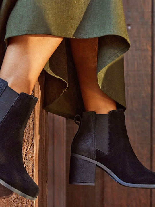 Evelyn Chelsey Leather Women's Chelsea Boots with Medium Heel Black