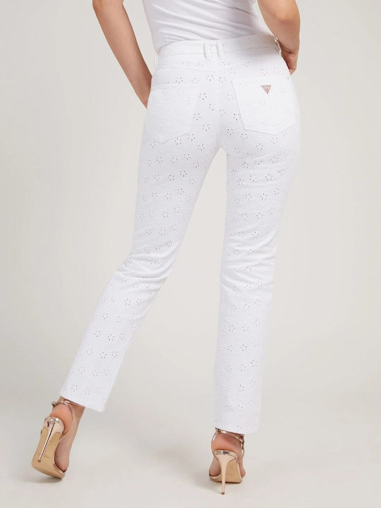 Guess High Waist Women's Jean Trousers in Slim Fit White