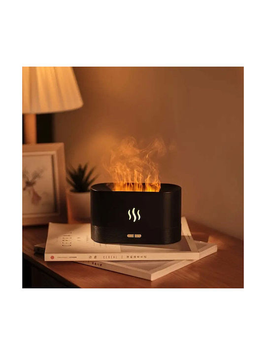 Difuzor Aromaterapie Umidificator Efect Flacără Ultrasonic 3 În 1 180ml LED 10.1x17.1x7.5cm Alb Negru