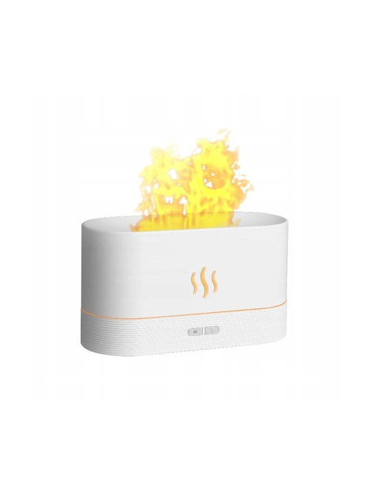 Difuzor Aromaterapie Umidificator Efect Flacără Ultrasonic 3 În 1 180ml LED 10.1x17.1x7.5cm Alb Negru