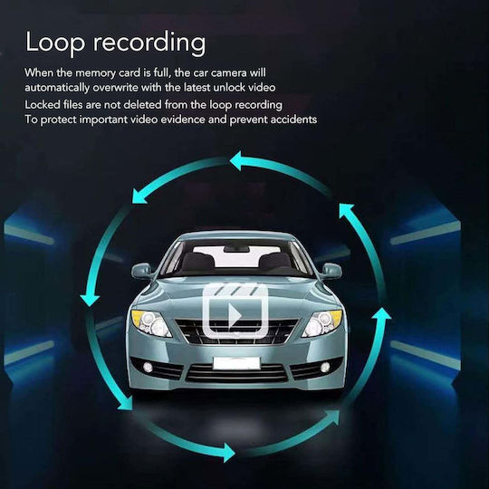 Cameră auto dublă DVR 3.16" Full HD 1080p G-Sensor IR 170° Argintiu