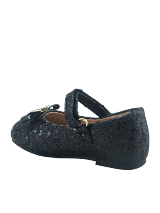 Kids Ballerinas with Hoop & Loop Closure Black
