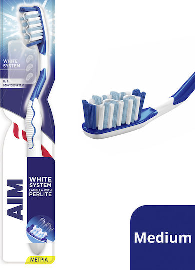 AIM White System με Perlite Manual Toothbrush Medium Blue 1pcs