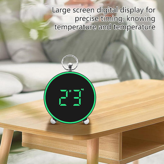 Ceas de Masă și Perete Digital cu Alarmă, Funcție Snooze, Lumină LED, Mod Noapte, Control Vocal, USB