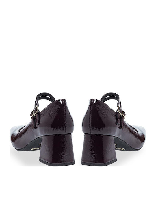 Pantofi cu toc cu Curea Burgundy