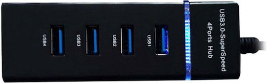 Distribuitor USB 4 Porturi USB 3.0 Ultra Subțire Încărcare sau Transfer de Date 5Gbps Negru