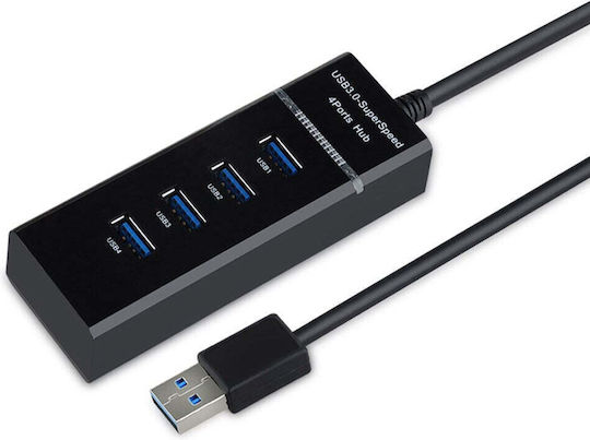 Distribuitor USB 4 Porturi USB 3.0 Ultra Subțire Încărcare sau Transfer de Date 5Gbps Negru