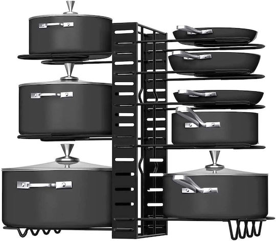 Suport Pentru Oale Și Tigăi Metalic 20.5x54x38cm Negru