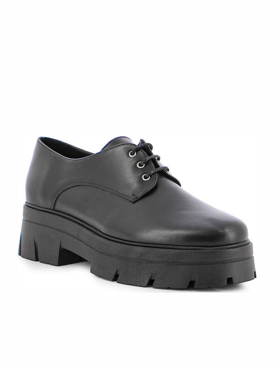 Leder Damen Oxfords in Schwarz Farbe
