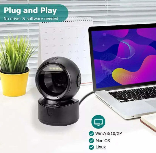 Scanner de coduri de bare 1D 2D QR Senzor inteligent de scanare automată Negru