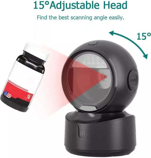 Scanner de coduri de bare 1D 2D QR Senzor inteligent de scanare automată Negru