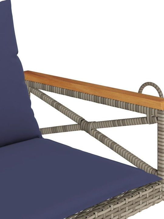 Rattan Swing Gray with 110kg Maximum Weight Capacity L109xW62xH40cm