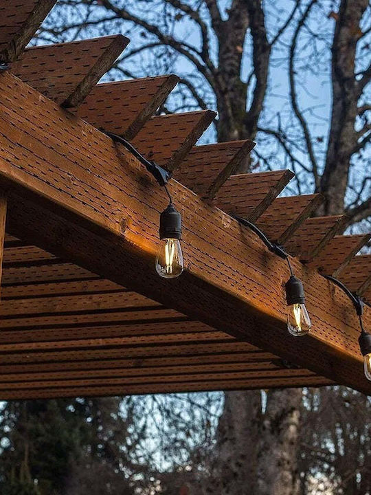 Ghirlandă Luminoasă cu Pandantive LED Interconectabile 10m/20m 20 Becuri Soclu E27 Lumină Alb Caldă