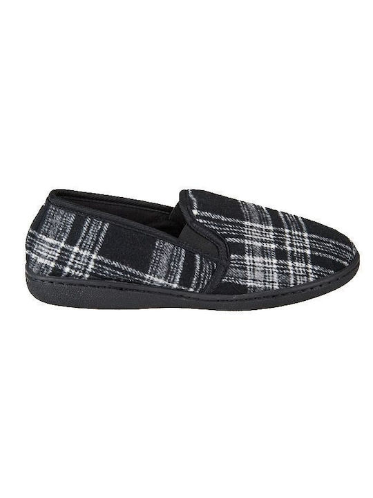 Mitsuko Men's Printed Heel Enclosed Slippers Black