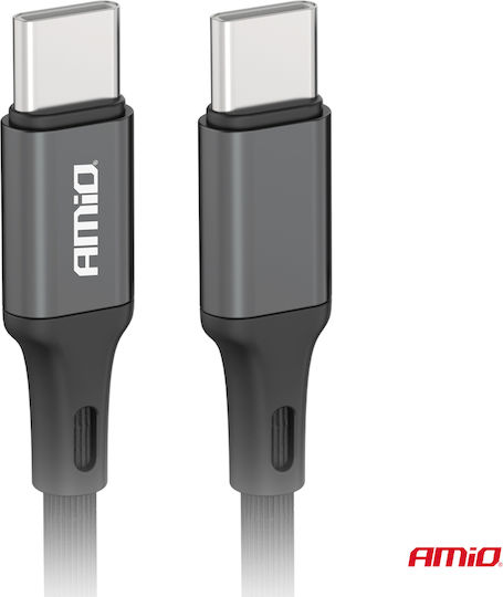 AMiO USB 2.0 Cable USB-C male - USB-C 60W Μαύρο 1m 03902