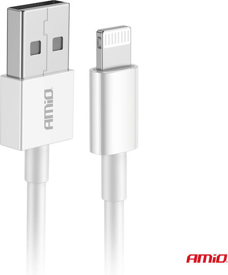AMiO USB-A to Lightning Cable Λευκό 1m (03895)