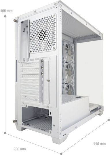 LC-Power Seamless_Pale_X Gaming Midi-Turm Computergehäuse mit Seitenfenster und RGB-Beleuchtung Weiß