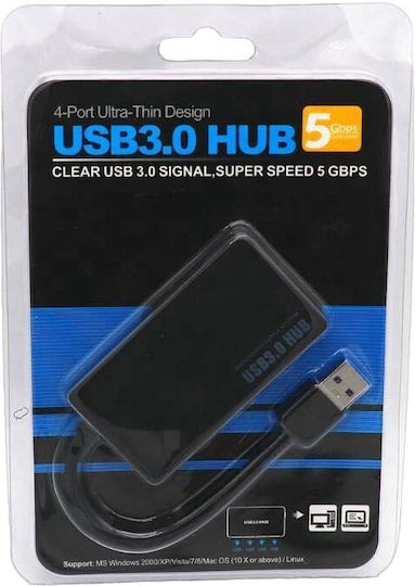ATC USB 3.0 Хъб 4 порта с връзка USB-A Черен