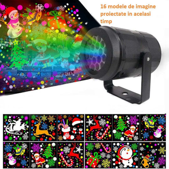 Christmas Laser LED Spotlight for Indoor Use 16 Patterns Black