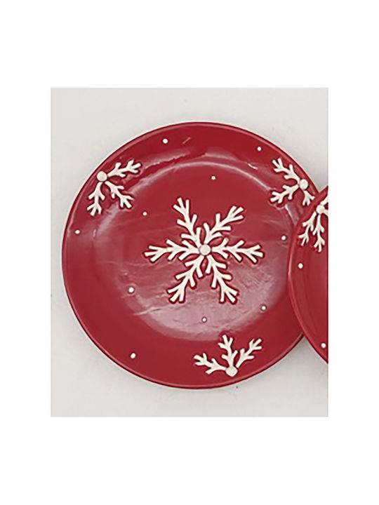 Iliadis Set Christmas Plates Ceramic Red L20xW20xD2cm. 4pcs